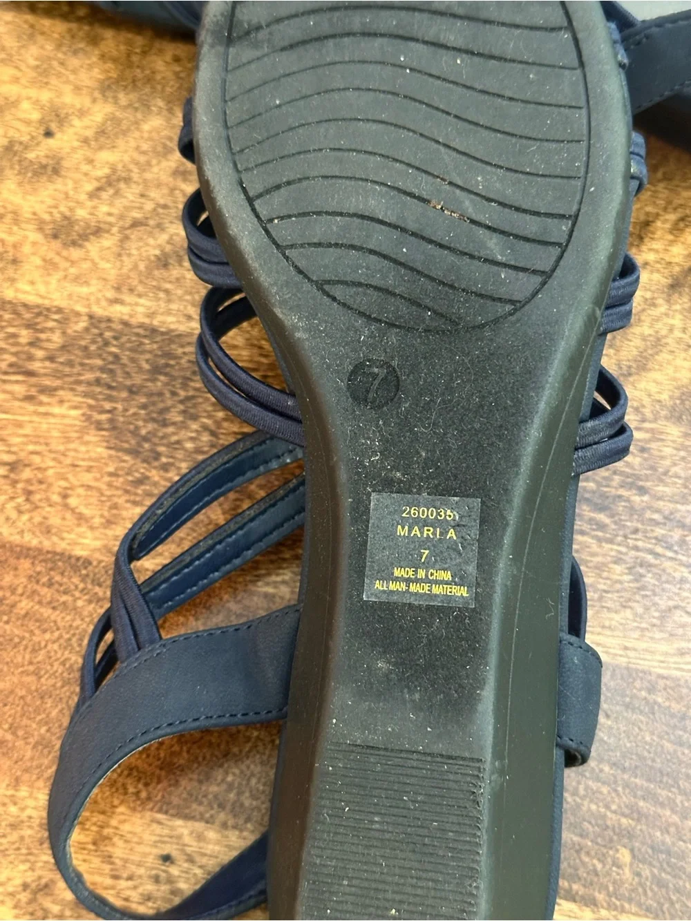 Lauren Blackwell NAVY Strappy Wedge Slingback Slip-On Casual Sandals Size 7